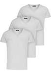 Amaci&Sons T-Shirt EUGENE Herren 3er-Pack Basic Oversize V-Ausschnitt Grau/Hellgrau