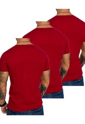 Amaci&Sons T-Shirt EUGENE Herren 3er-Pack Basic Oversize V-Ausschnitt Rot/Dunkelrot