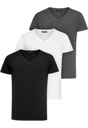 T-Shirt 3. EUGENE Herren 3er-Pack T-Shirts (3er-Pack) Herren Basic Oversize T-Shirt mit V-Ausschnitt