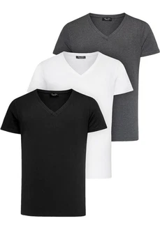 Amaci&Sons T-Shirt EUGENE Herren 3er-Pack Basic Oversize V-Ausschnitt Weiß/Schwarz/Hellblau/Lila/Dunkelblau/Creme