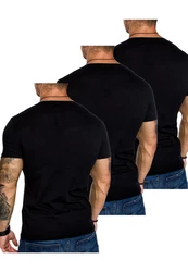 Amaci&Sons T-Shirt EUGENE Herren 3er-Pack Basic Oversize V-Ausschnitt Schwarz/Dunkelgrau/Grau