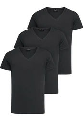 Amaci&Sons T-Shirt EUGENE Herren 3er-Pack Basic Oversize V-Ausschnitt Schwarz/Dunkelgrau/Grau