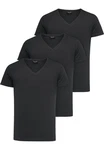 Amaci&Sons T-Shirt EUGENE Herren 3er-Pack Basic Oversize V-Ausschnitt Schwarz/Dunkelgrau/Grau