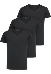 Amaci&Sons T-Shirt EUGENE Herren 3er-Pack Basic Oversize V-Ausschnitt Schwarz/Dunkelgrau/Grau