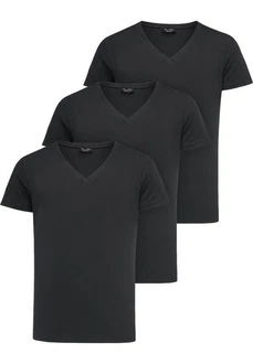Amaci&Sons T-Shirt EUGENE Herren 3er-Pack Basic Oversize V-Ausschnitt Schwarz/Dunkelgrau/Grau