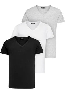 Amaci&Sons T-Shirt EUGENE Herren 3er-Pack Basic Oversize V-Ausschnitt Weiß/Grau/Creme/Schwarz/Hellgrau/Dunkelgrau