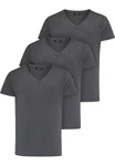 Amaci&Sons T-Shirt EUGENE Herren 3er-Pack Basic Oversize V-Ausschnitt Dunkelgrau/Grau/Schwarz/Hellgrau