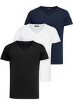 Amaci&Sons T-Shirt EUGENE Herren 3er-Pack Basic Oversize V-Ausschnitt Dunkelblau/Weiß/Creme/Schwarz/Blau Amaci&Sons T-Shirt EUGENE Herren 3er-Pack Basic Oversize V-Ausschnitt Dunkelblau/Weiß/Creme/Schwarz/Blau