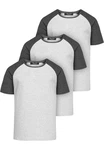 Amaci&Sons Basic Oversize Kontrast Raglan T-Shirt Grau/Dunkelgrau/Hellgrau