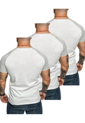 Amaci&Sons Basic Oversize Kontrast Raglan T-Shirt Grau/Weiß/Creme/Hellgrau
