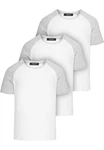 Amaci&Sons Basic Oversize Kontrast Raglan T-Shirt Grau/Weiß/Creme/Hellgrau