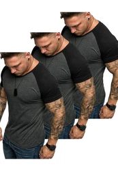 Amaci&Sons Basic Oversize Kontrast Raglan T-Shirt Dunkelgrau/Grau