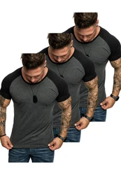 Amaci&Sons Basic Oversize Kontrast Raglan T-Shirt Dunkelgrau/Grau