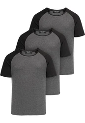 Amaci&Sons Basic Oversize Kontrast Raglan T-Shirt Dunkelgrau/Grau