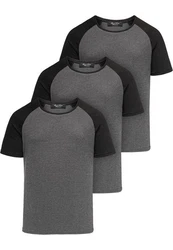 Amaci&Sons Basic Oversize Kontrast Raglan T-Shirt Dunkelgrau/Grau