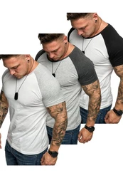 Amaci&Sons Basic Oversize Kontrast Raglan T-Shirt Grau/Dunkelgrau