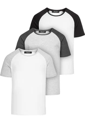 Amaci&Sons Basic Oversize Kontrast Raglan T-Shirt Grau/Dunkelgrau