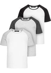 Amaci&Sons Basic Oversize Kontrast Raglan T-Shirt Grau/Dunkelgrau