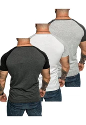 Amaci&Sons Basic Oversize Kontrast Raglan T-Shirt Grau/Dunkelgrau/Hellgrau