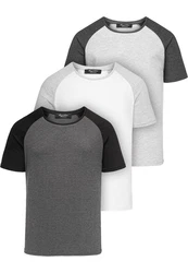 Amaci&Sons Basic Oversize Kontrast Raglan T-Shirt Grau/Dunkelgrau/Hellgrau