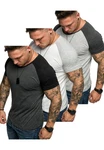 Amaci&Sons Basic Oversize Kontrast Raglan T-Shirt Grau/Dunkelgrau/Hellgrau