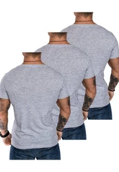 Amaci&Sons T-Shirt 3 LANCASTER Basic Oversize T-Shirt Grau/Hellgrau