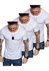 Amaci&Sons T-Shirt 3 LANCASTER Basic Oversize T-Shirt Weiß/Creme/Hellblau/Schwarz