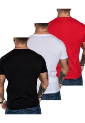 Amaci&Sons T-Shirt 3 LANCASTER Basic Oversize T-Shirt Weiß/Rot
