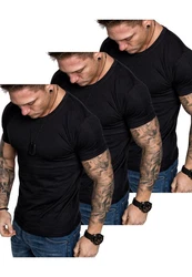 Amaci&Sons T-Shirt 3 LANCASTER Basic Oversize T-Shirt Schwarz/Grau/Dunkelgrau/Dunkelblau