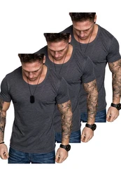 Amaci&Sons T-Shirt 3 LANCASTER Basic Oversize T-Shirt Dunkelgrau/Dunkelblau/Grau/Hellblau