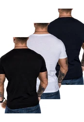 Amaci&Sons T-Shirt 3 LANCASTER Basic Oversize T-Shirt Weiß/Dunkelblau/Creme/Schwarz
