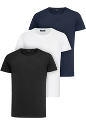 Amaci&Sons T-Shirt 3 LANCASTER Basic Oversize T-Shirt Weiß/Dunkelblau/Creme/Schwarz