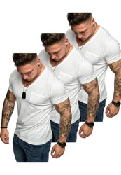 Amaci&Sons T-Shirt PATERSON Herren Basic Oversize T-Shirt Weiß/Creme/Dunkelblau