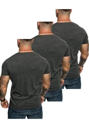 Amaci&Sons T-Shirt PATERSON Herren Basic Oversize T-Shirt Dunkelgrau/Grau/Lila