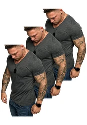 Amaci&Sons T-Shirt PATERSON Herren Basic Oversize T-Shirt Dunkelgrau/Grau/Lila