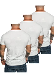Amaci&Sons T-Shirt LAKEWOOD 3er-Pack Herren Basic mit Rundhalsausschnitt Weiß/Creme/Grau/Dunkelblau/Schwarz