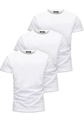 Amaci&Sons T-Shirt LAKEWOOD 3er-Pack Herren Basic mit Rundhalsausschnitt Weiß/Creme/Grau/Dunkelblau/Schwarz