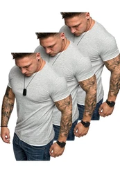 Amaci&Sons T-Shirt LAKEWOOD 3er-Pack Herren Basic mit Rundhalsausschnitt Grau
