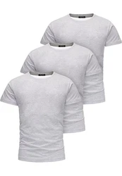 Amaci&Sons T-Shirt LAKEWOOD 3er-Pack Herren Basic mit Rundhalsausschnitt Grau