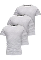Amaci&Sons T-Shirt LAKEWOOD 3er-Pack Herren Basic mit Rundhalsausschnitt Grau