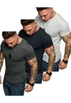 Amaci&Sons T-Shirt LAKEWOOD 3er-Pack Herren Basic mit Rundhalsausschnitt Dunkelgrau/Grau/Dunkelblau/Lila