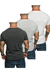 Amaci&Sons T-Shirt LAKEWOOD 3er-Pack Herren Basic mit Rundhalsausschnitt Grau/Dunkelgrau/Hellgrau