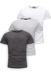 Amaci&Sons T-Shirt LAKEWOOD 3er-Pack Herren Basic mit Rundhalsausschnitt Grau/Dunkelgrau/Hellgrau