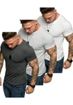 Amaci&Sons T-Shirt LAKEWOOD 3er-Pack Herren Basic mit Rundhalsausschnitt Grau/Dunkelgrau/Hellgrau