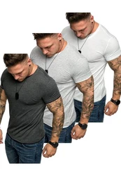 Amaci&Sons T-Shirt LAKEWOOD 3er-Pack Herren Basic mit Rundhalsausschnitt Grau/Dunkelgrau/Hellgrau