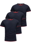Amaci&Sons T-Shirt LAKEWOOD 3er-Pack Herren Basic mit Rundhalsausschnitt Dunkelblau/Hellblau/Schwarz