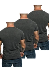 Amaci&Sons T-Shirt LAKEWOOD 3er-Pack Herren Basic mit Rundhalsausschnitt Dunkelgrau/Grau/Hellgrau