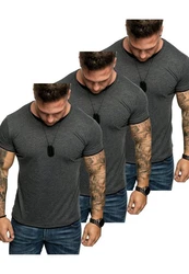 Amaci&Sons T-Shirt LAKEWOOD 3er-Pack Herren Basic mit Rundhalsausschnitt Dunkelgrau/Grau/Hellgrau