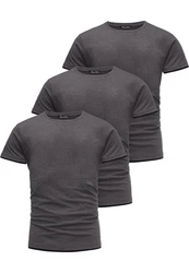 Amaci&Sons T-Shirt LAKEWOOD 3er-Pack Herren Basic mit Rundhalsausschnitt Dunkelgrau/Grau/Hellgrau
