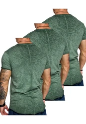 Amaci&Sons T-Shirt 3 NYC Herren Basic Oversize T-Shirt mit V-Ausschnitt Dunkelgrün/Grün
